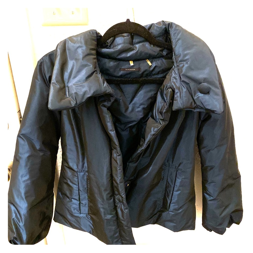 Stunning blue Elie Tahari winter coat size S EUC